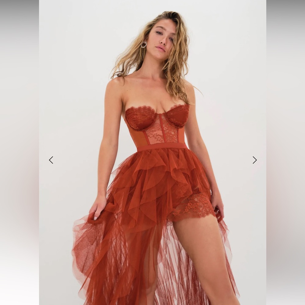 For Love And Lemons Rust Lace Dress